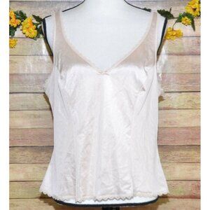 Vintage JCPenny JCP Blush Pink Nylon Camisole Slip Tank Top Lace Trim Size 40 L